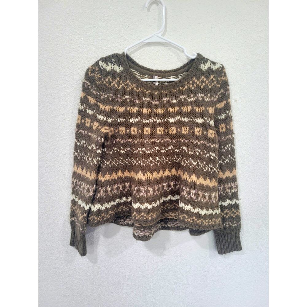 Free People Women's Storm Sweater Crewneck Knit Brown Size‎ Small #12